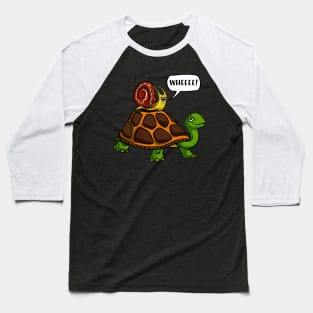 Snail Riding Turtle Baseball T-Shirt